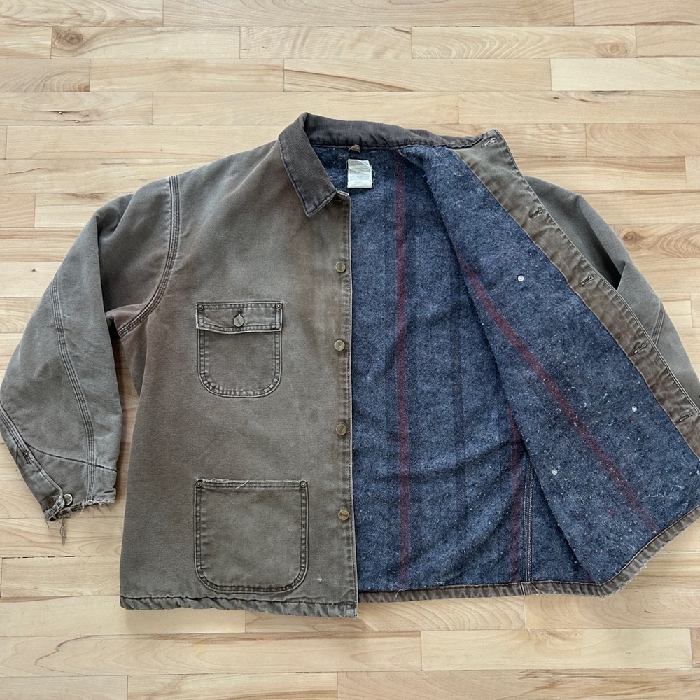 Vintage Carhartt C02CHT Duck Blanket-Lined Chore Coat USA Made XL Brown - Picture 2 of 9